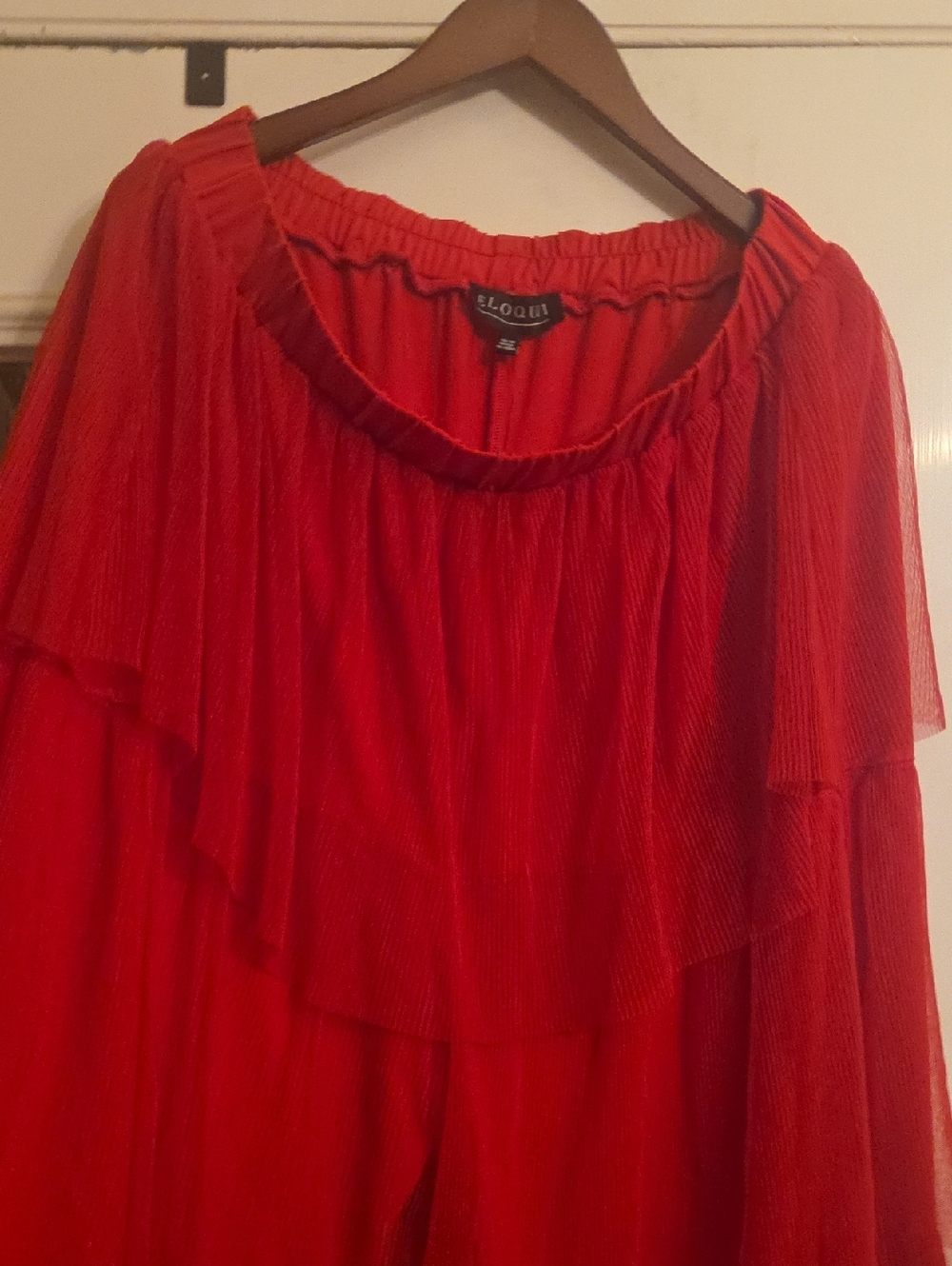 Eloquii Vibrant Red Tiered Pants Size 14/16